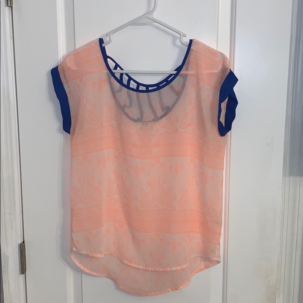 PINK & BLUE PRINT BLOUSE!